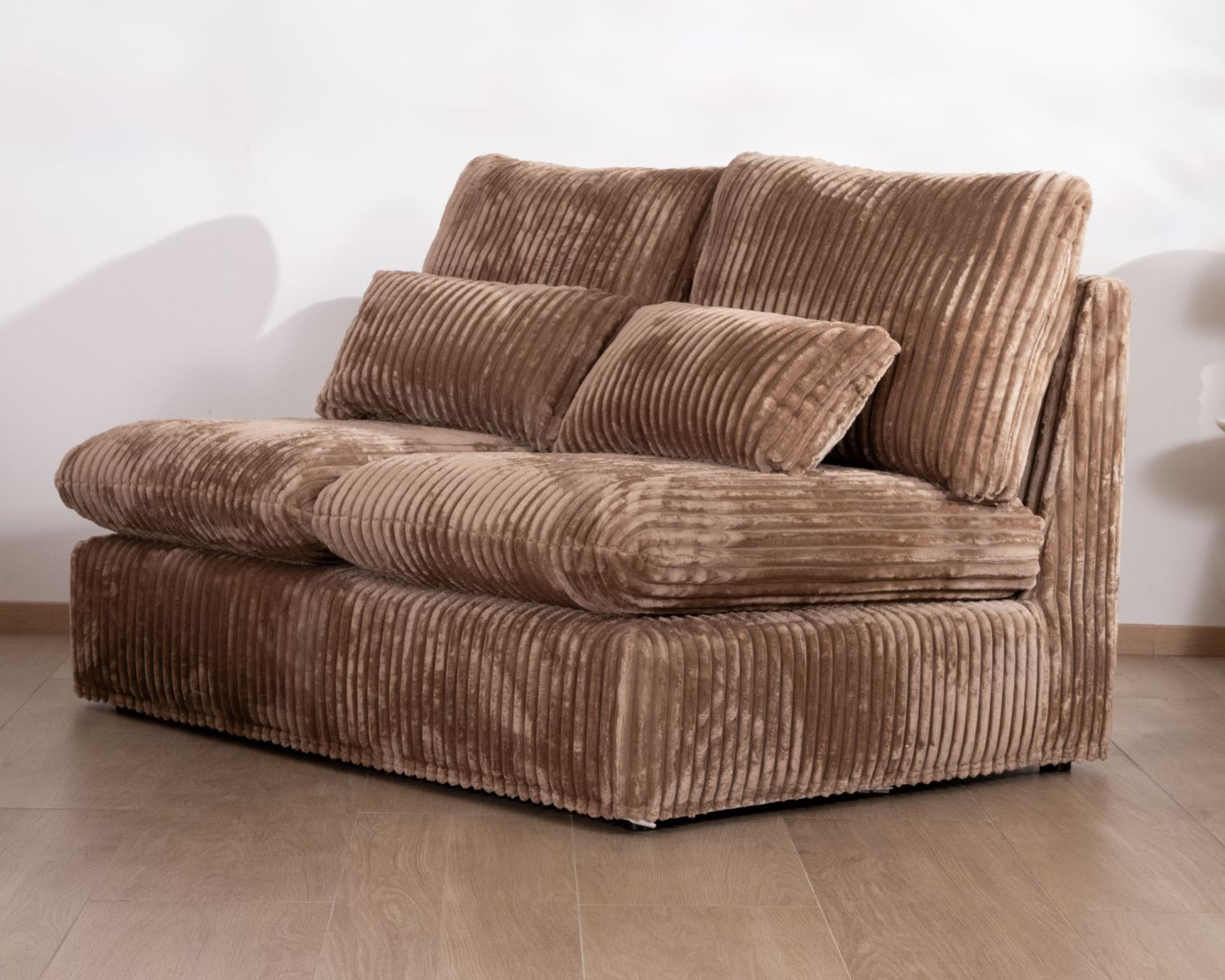 Elément 2 places pour canapé modulaire "Kédusa" en velours larges côtes coloris camel 