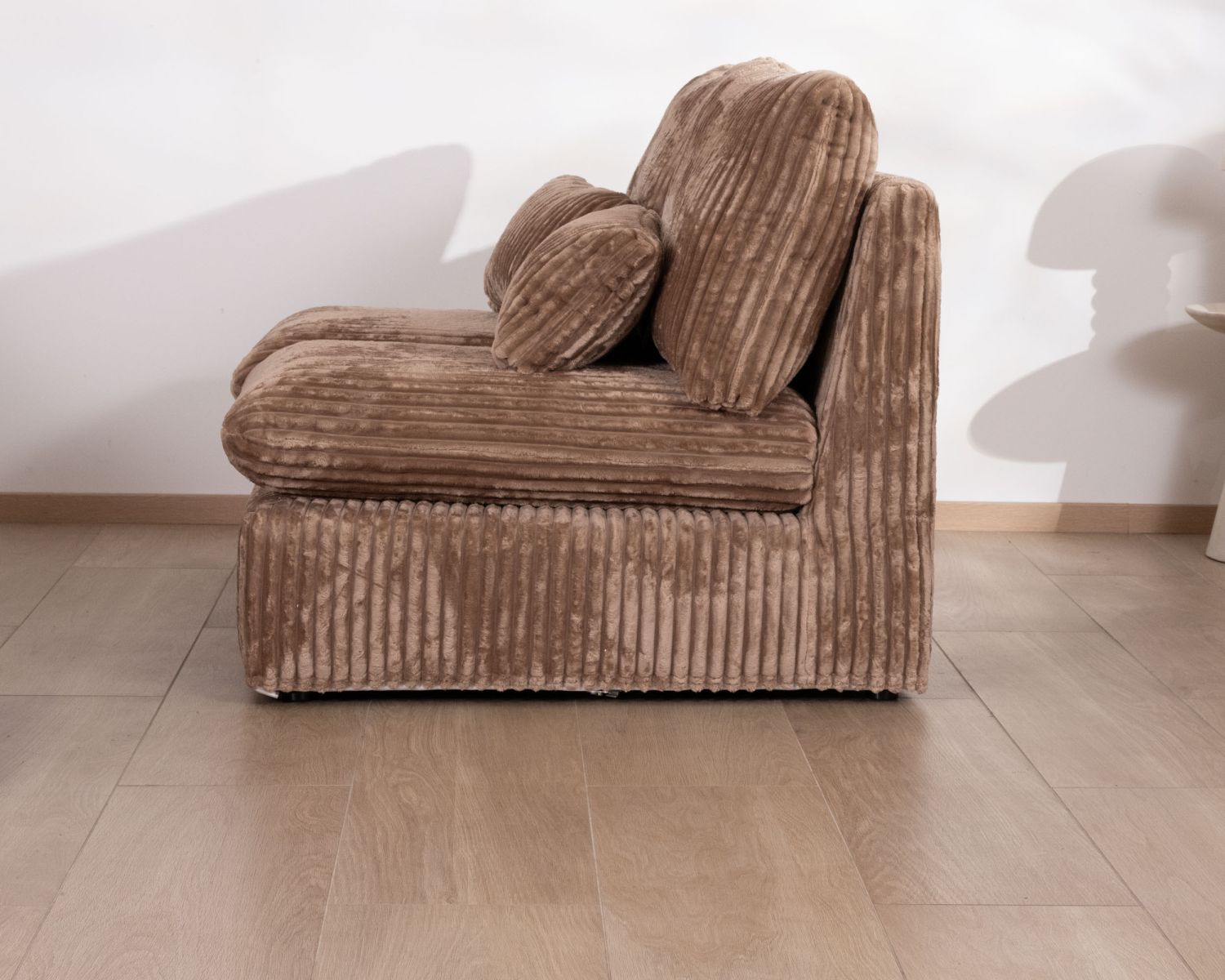 Elément 2 places pour canapé modulaire "Kédusa" en velours larges côtes coloris camel 