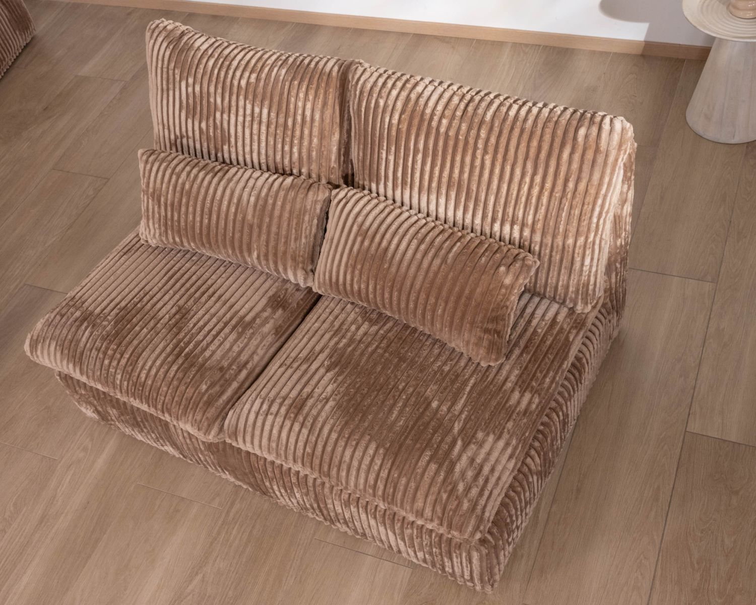 Elément 2 places pour canapé modulaire "Kédusa" en velours larges côtes coloris camel 