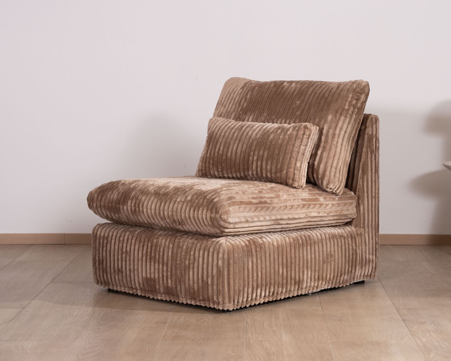 Elément 1 place pour canapé modulaire "Kédusa" en velours larges côtes camel 