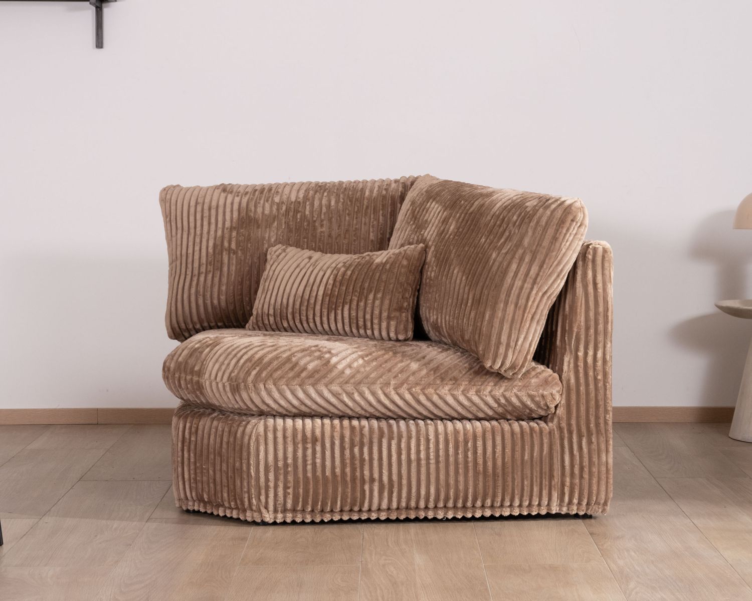 Elément d'angle pour canapé modulaire camel en velours larges côtes "Kédusa"