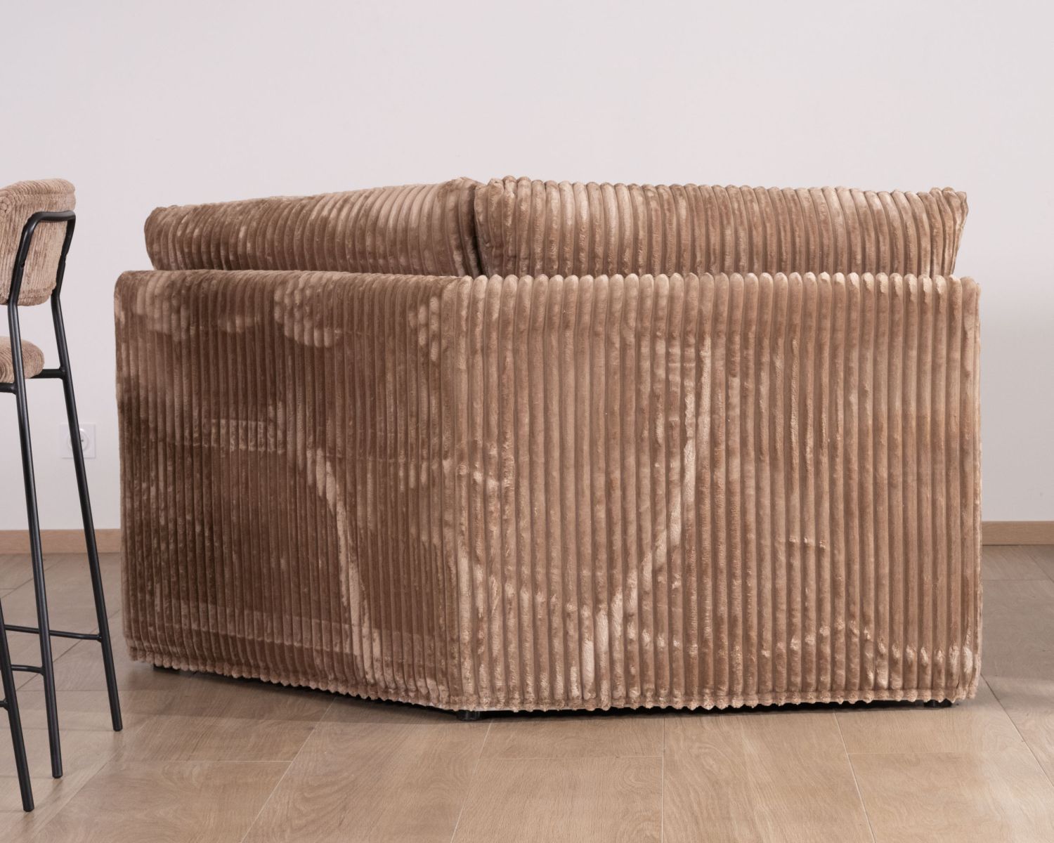 Elément d'angle pour canapé modulaire camel en velours larges côtes "Kédusa"