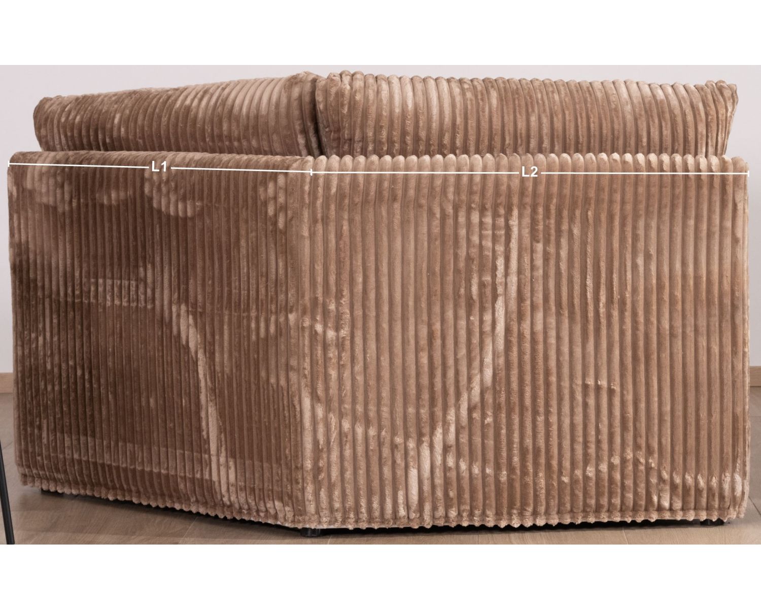 Elément d'angle pour canapé modulaire camel en velours larges côtes "Kédusa"