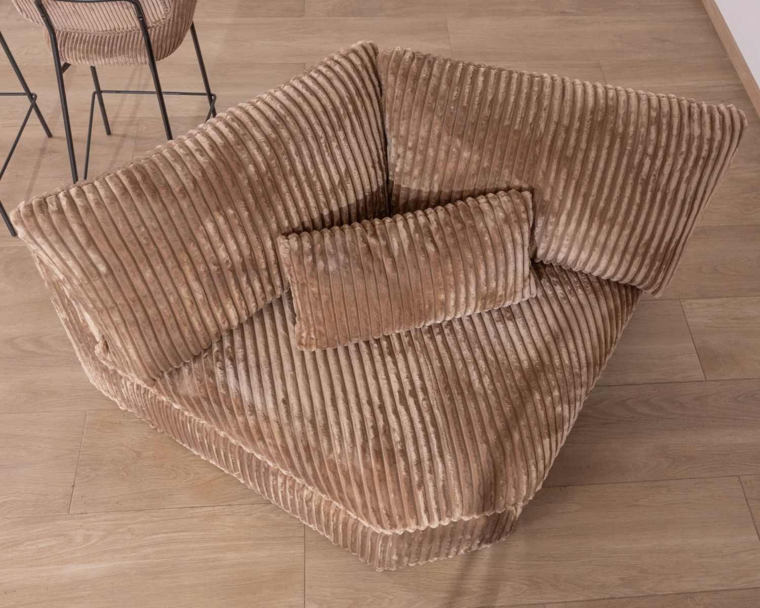 Elément d'angle pour canapé modulaire camel en velours larges côtes "Kédusa"