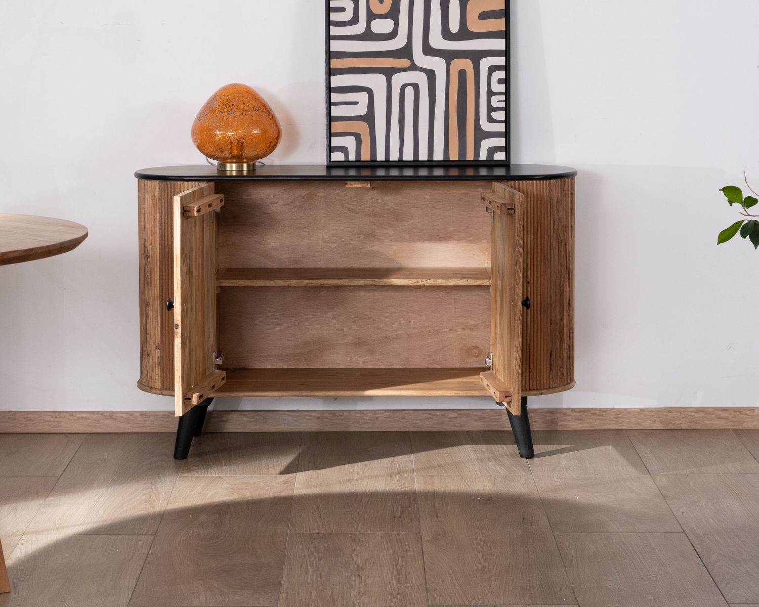 Petit buffet 2 portes bicolore bois et noir style vintage "Boogie"