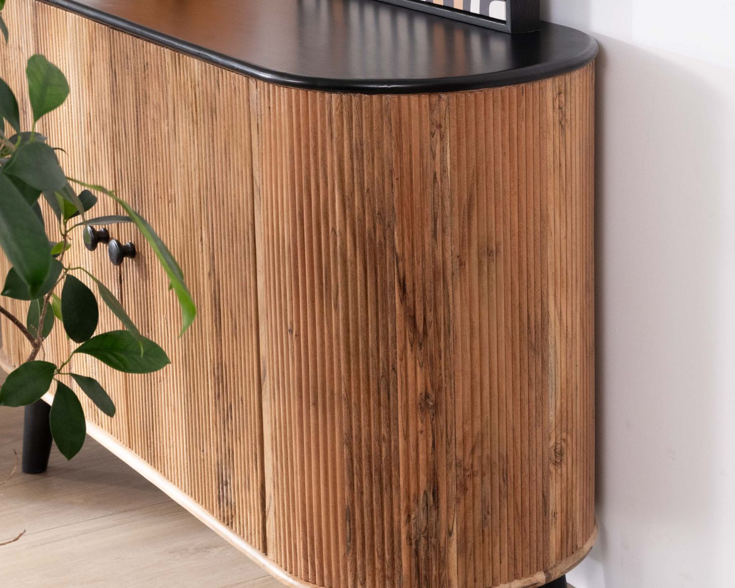 Petit buffet 2 portes bicolore bois et noir style vintage "Boogie"