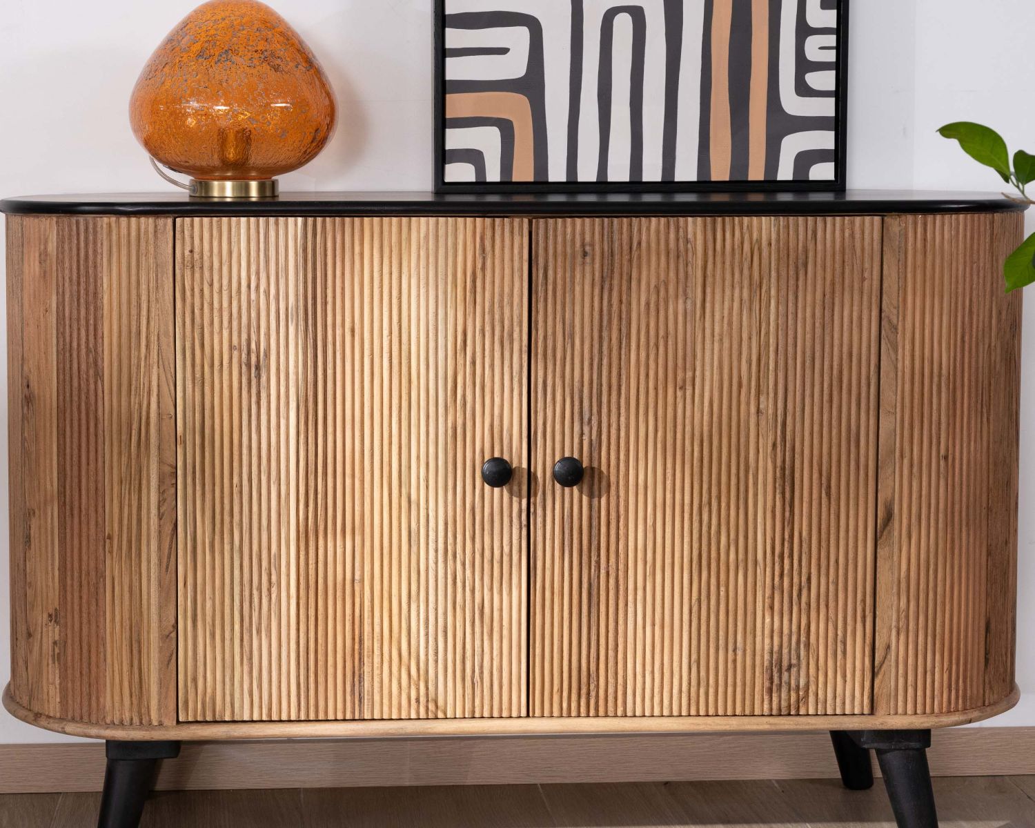 Petit buffet 2 portes bicolore bois et noir style vintage "Boogie"