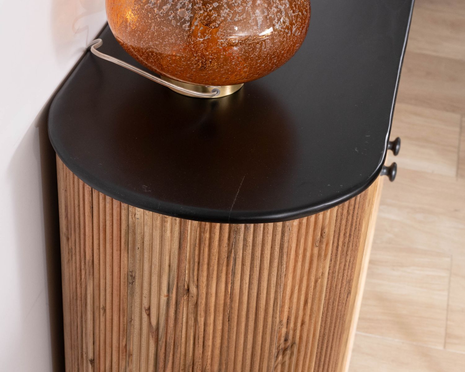 Petit buffet 2 portes bicolore bois et noir style vintage "Boogie"