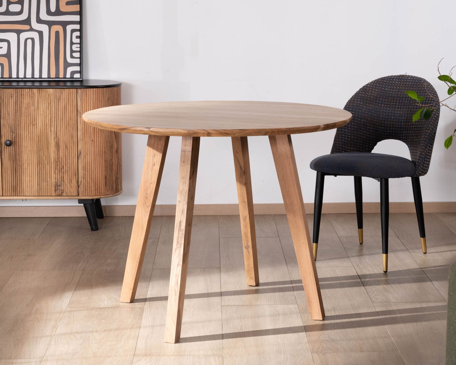 Table ronde en acacia style rétro "Boomer" diamètre 100 cm