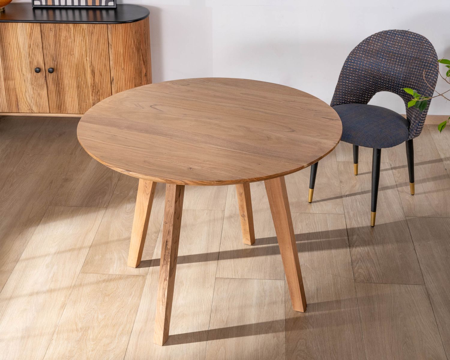 Table ronde en acacia style rétro "Boomer" diamètre 100 cm