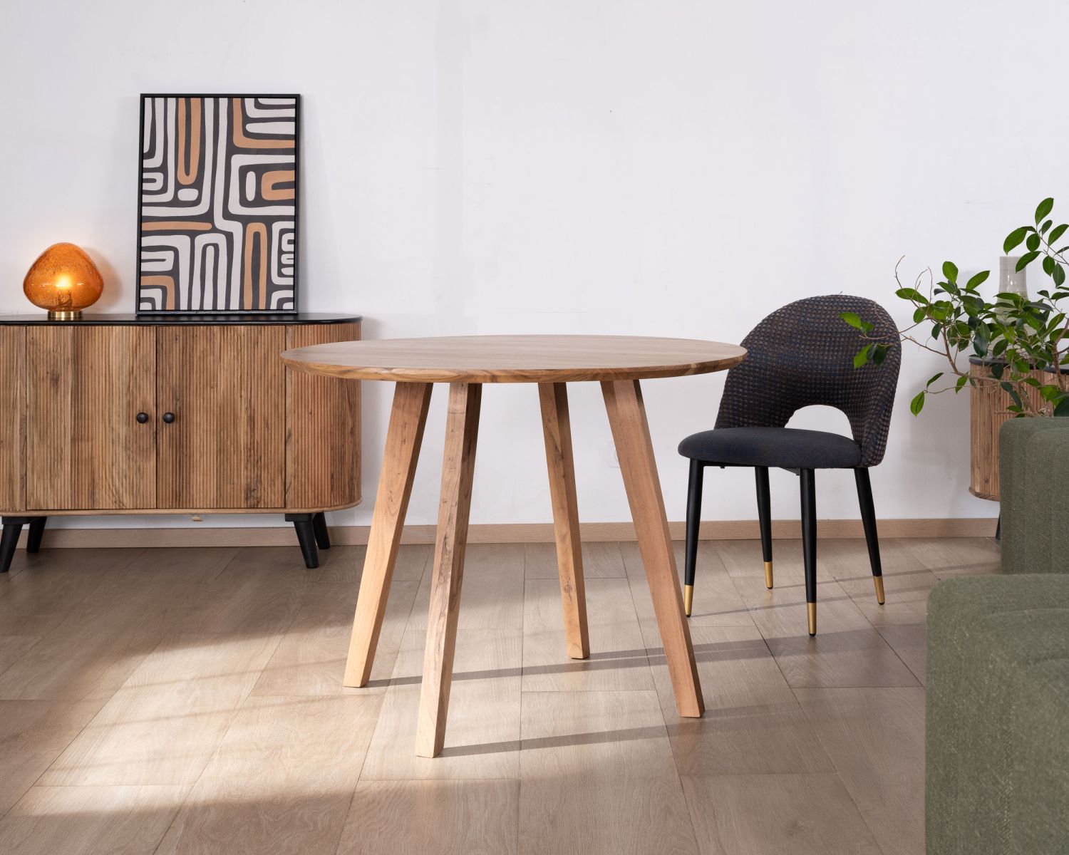 Table ronde en acacia style rétro "Boomer" diamètre 100 cm