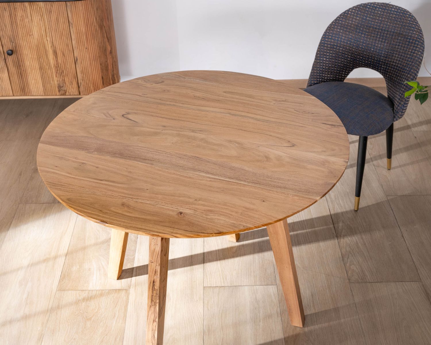 Table ronde en acacia style rétro "Boomer" diamètre 100 cm