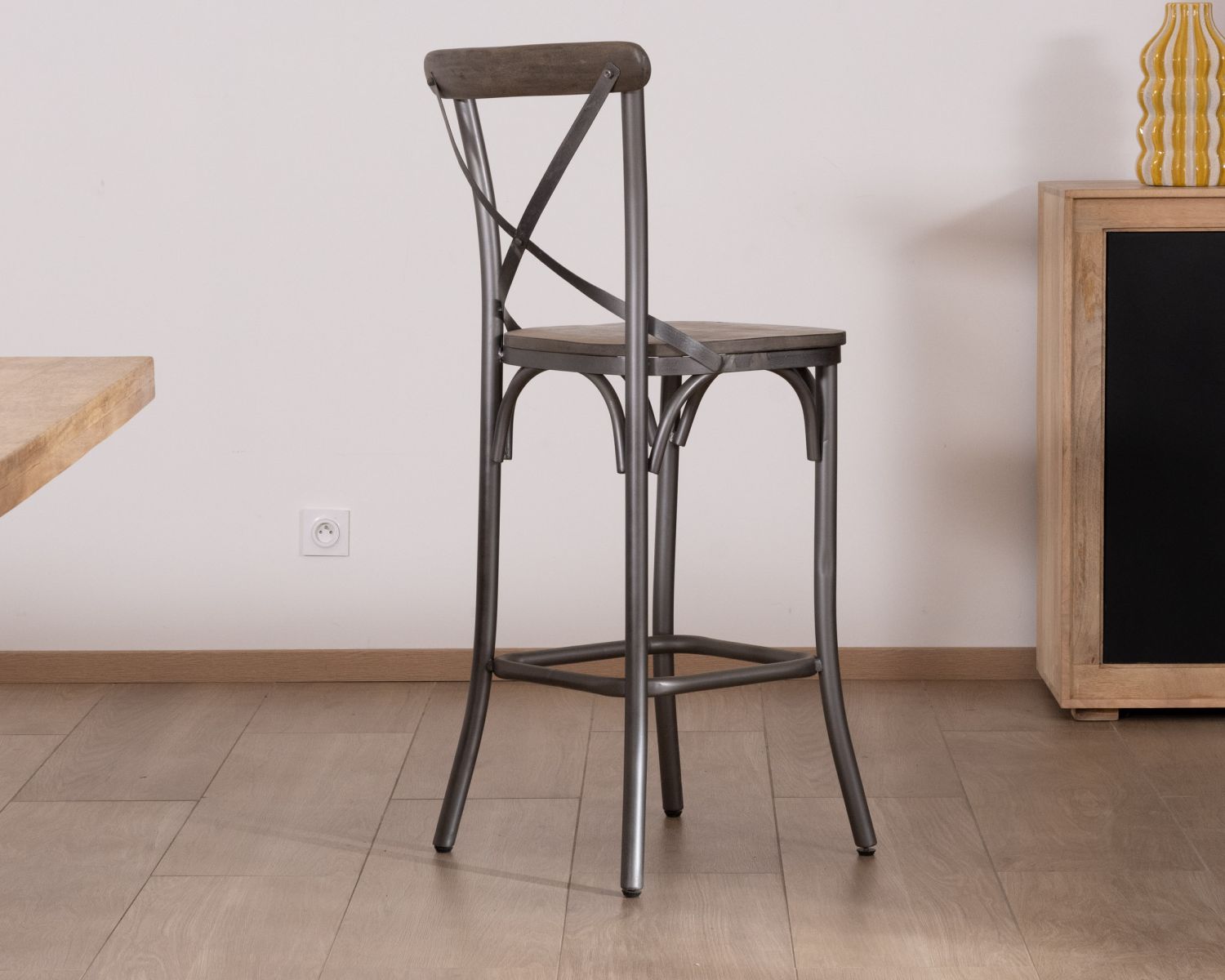 Lot de 2 chaises de bar gris foncé "Snack Indus" métal et bois