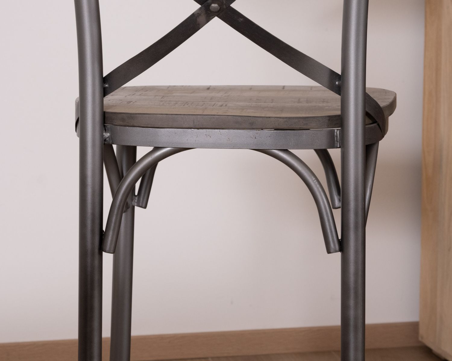 Lot de 2 chaises de bar gris foncé "Snack Indus" métal et bois