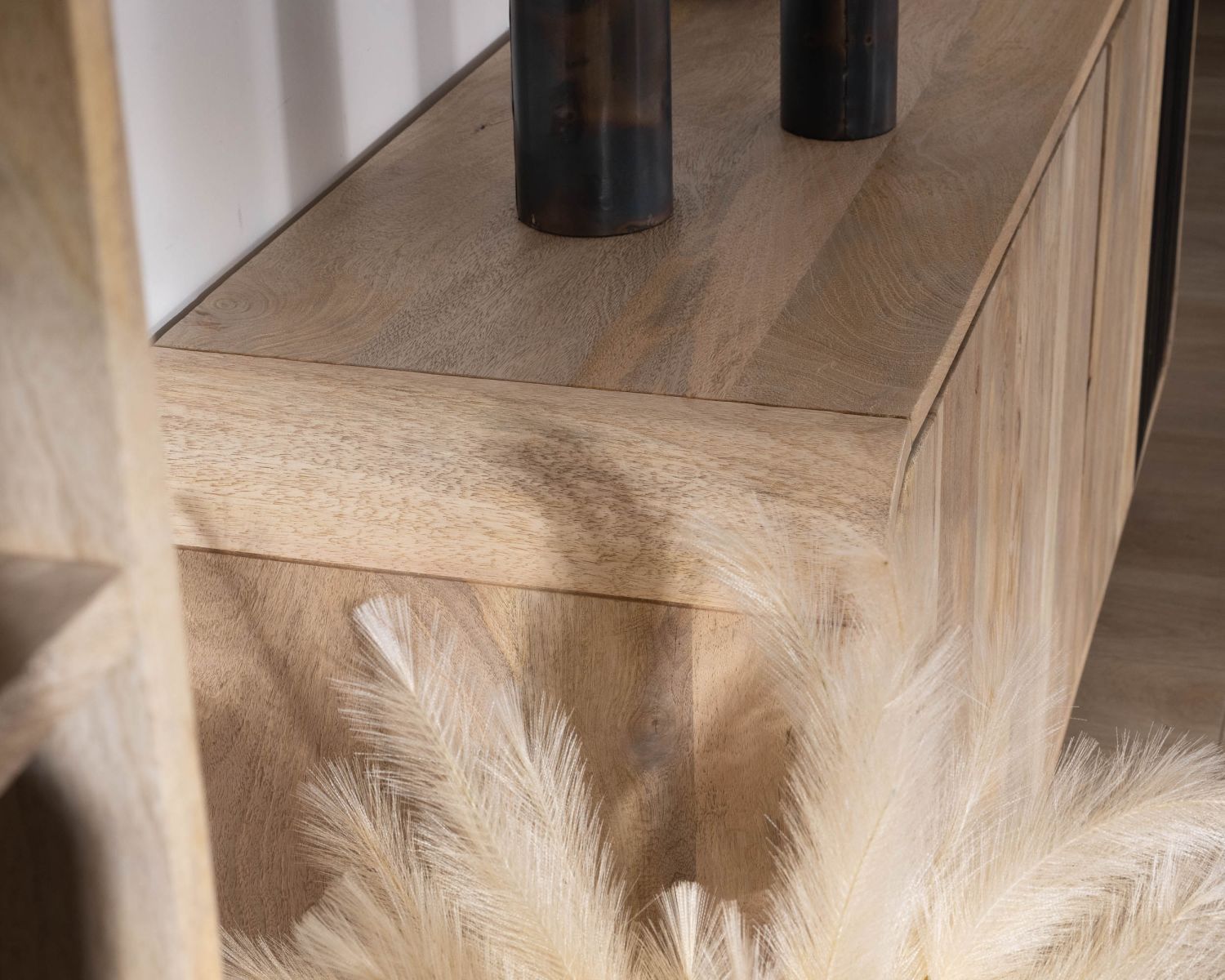 Bahut 180 cm en manguier design épuré japandi "Jappy" 4 portes