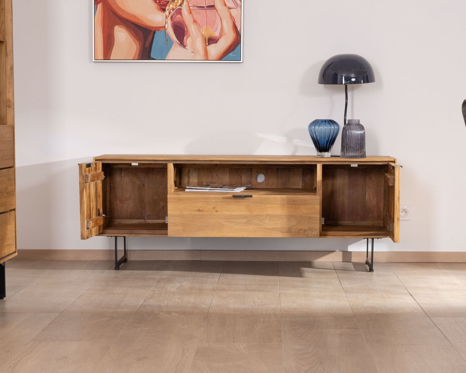 Meuble TV en teck recyclé "Bahia" style rétro