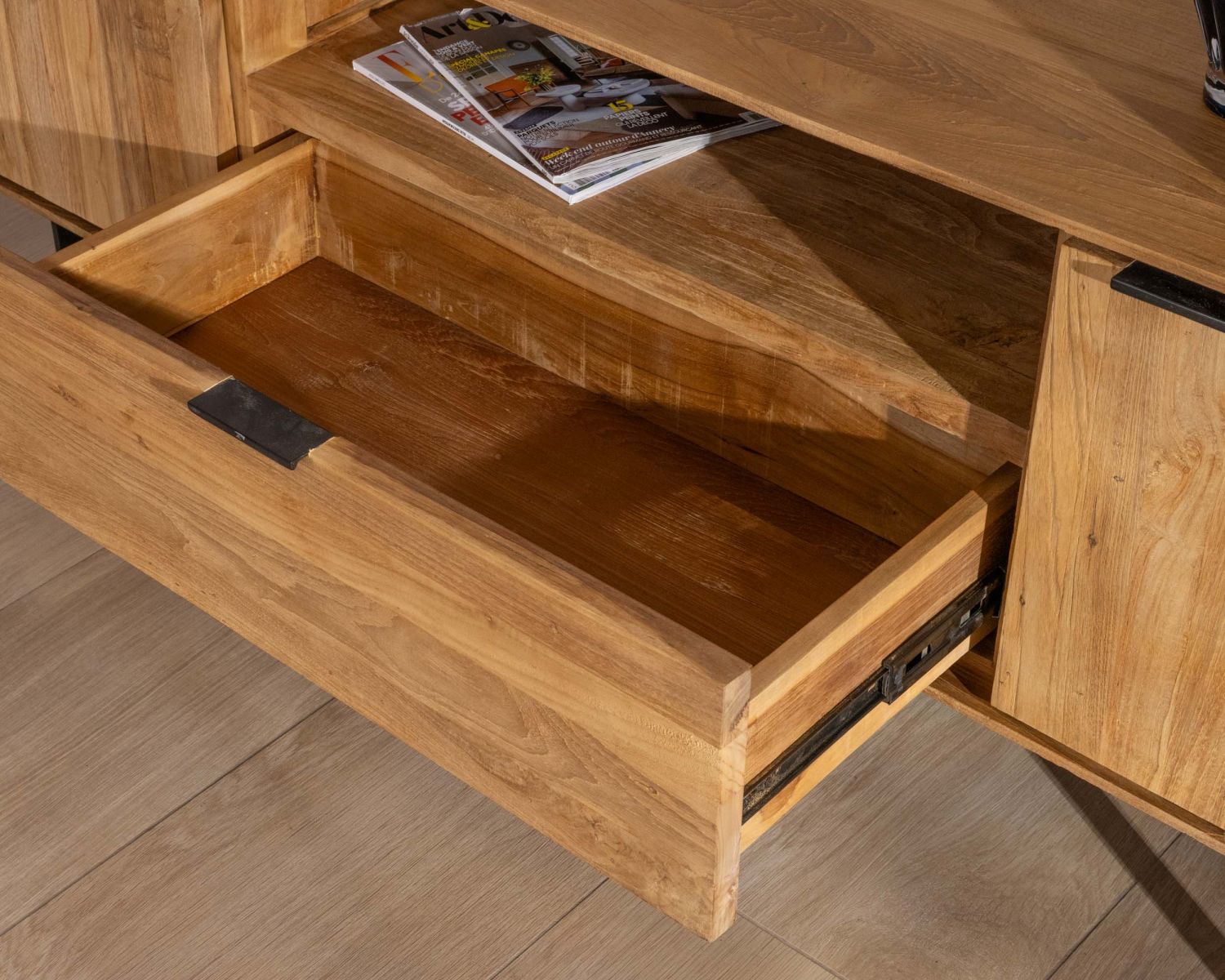 Meuble TV en teck recyclé "Bahia" style rétro