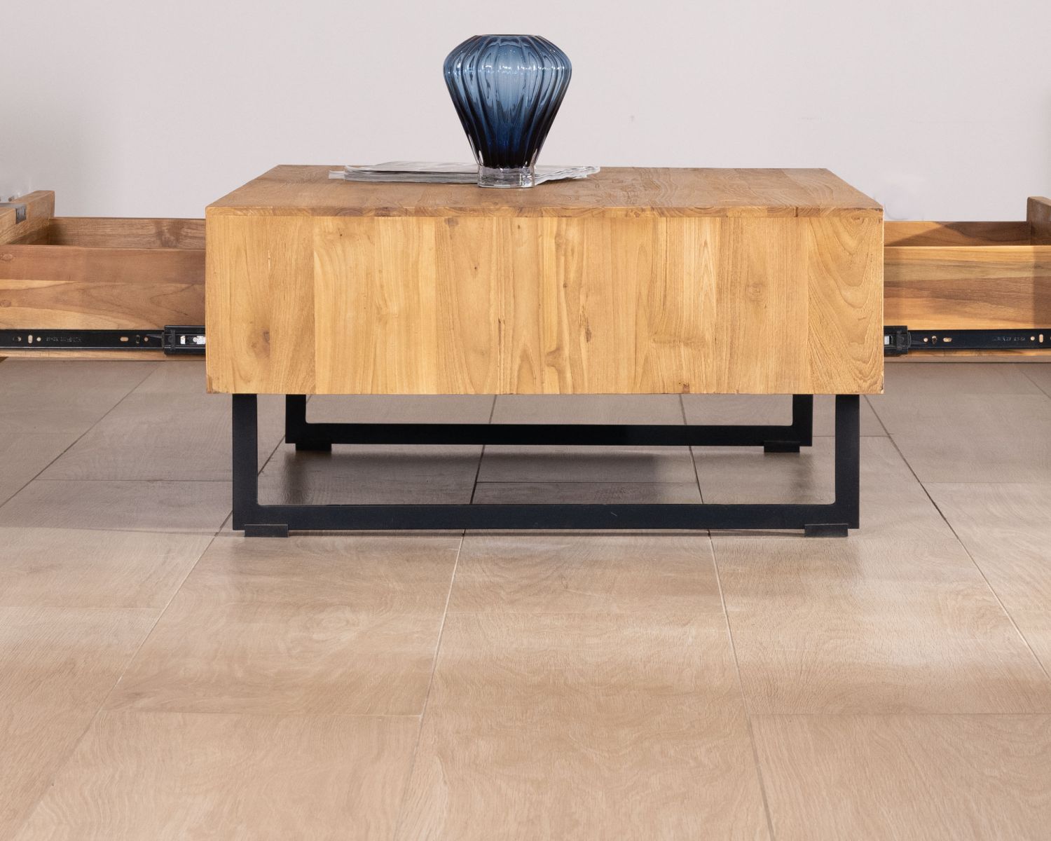 Table de salon avec rangements "Bahia" teck naturel