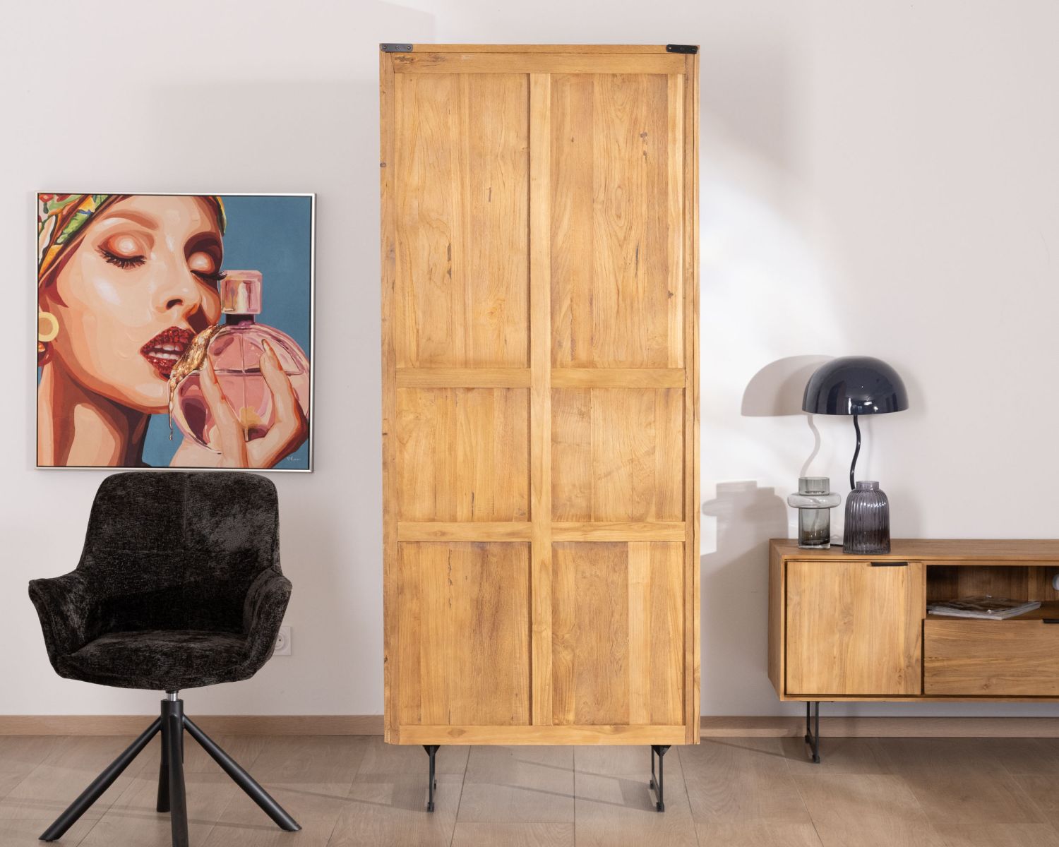 Bibliothèque style rétro en teck "Bahia" 3 niveaux