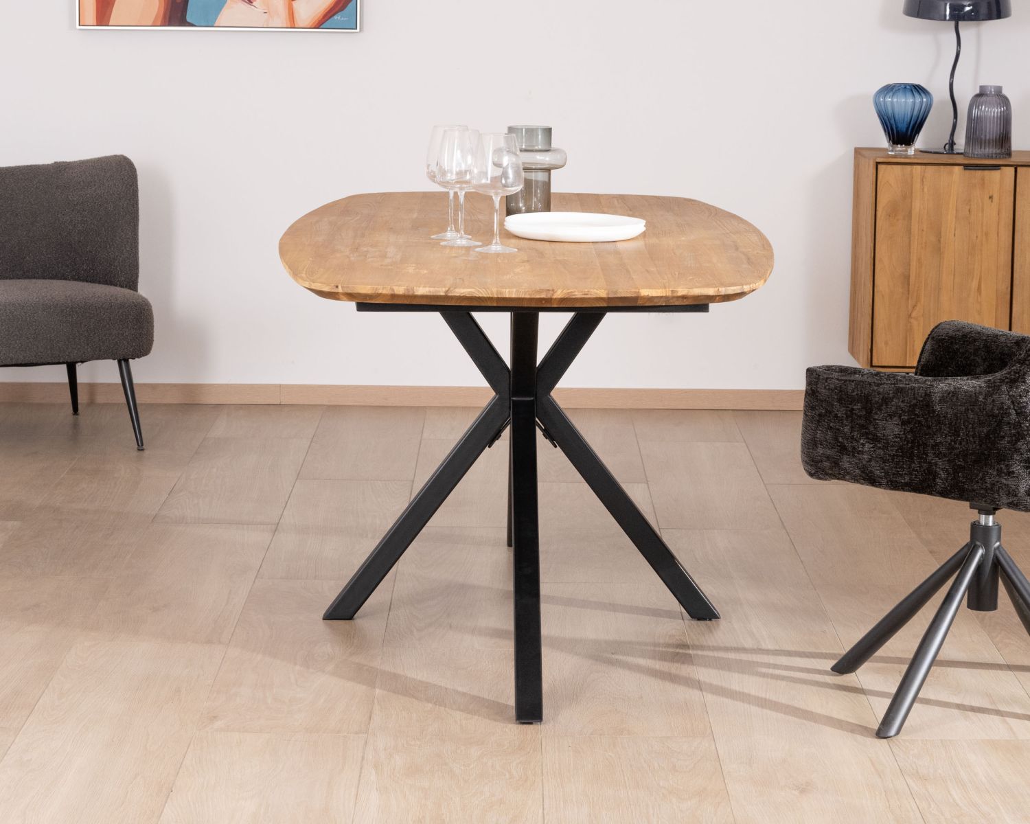 Table de repas bateau en teck recyclé et pieds mikado "Bahia" 200 cm