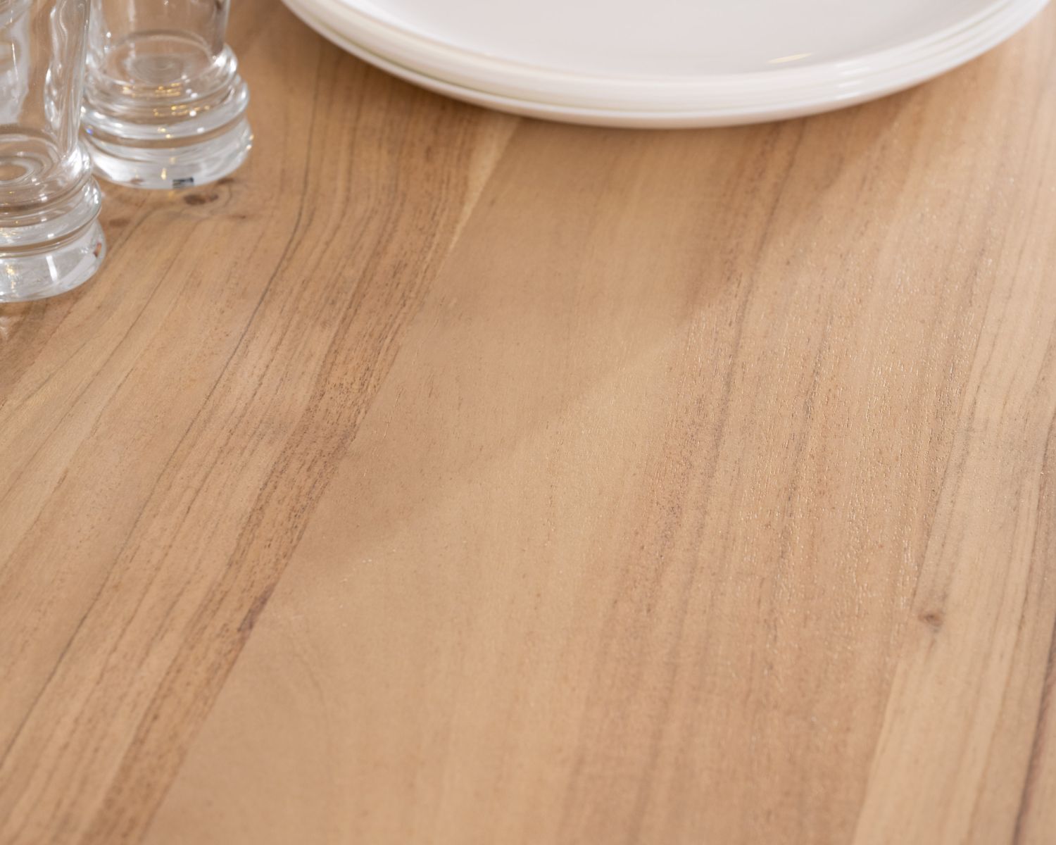 Table de repas en acacia et pieds mikado "3D" plateau forme carrée 150 cm