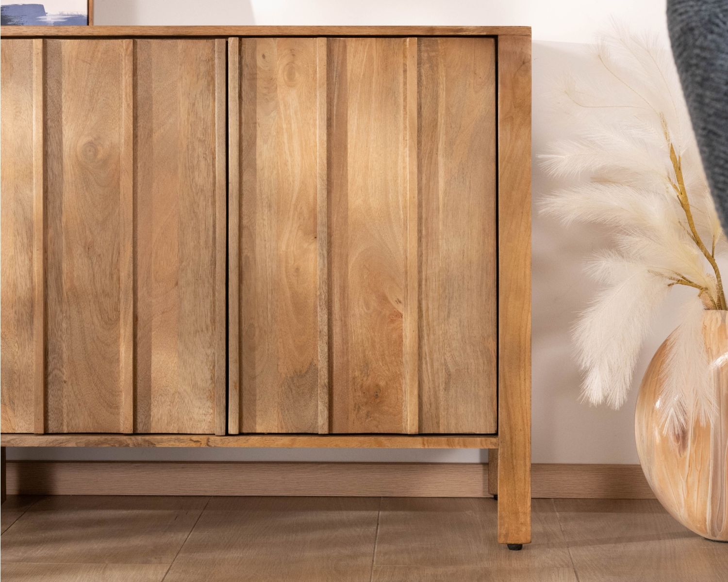 Buffet 4 portes esprit zen en manguier massif naturel 4 portes « Sicaly » 180 cm