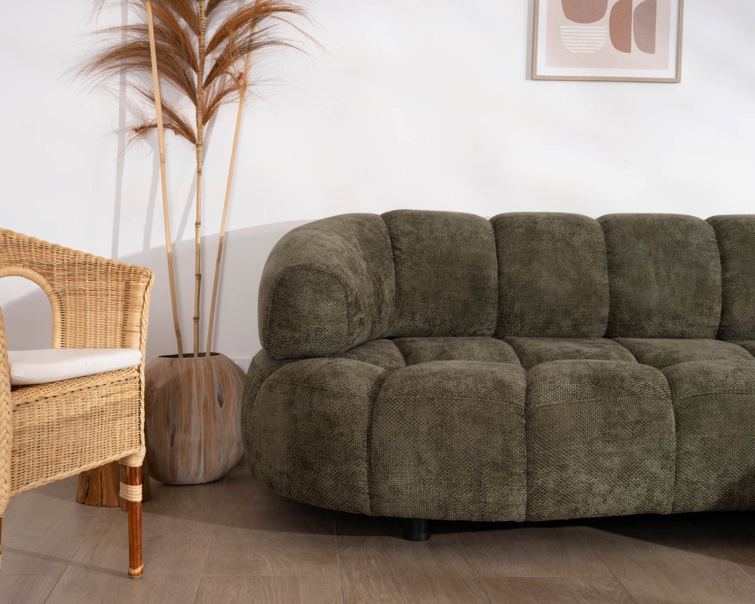 Canapé avec réglage électrique et méridienne "Syltan" tissu ultra doux vert foncé