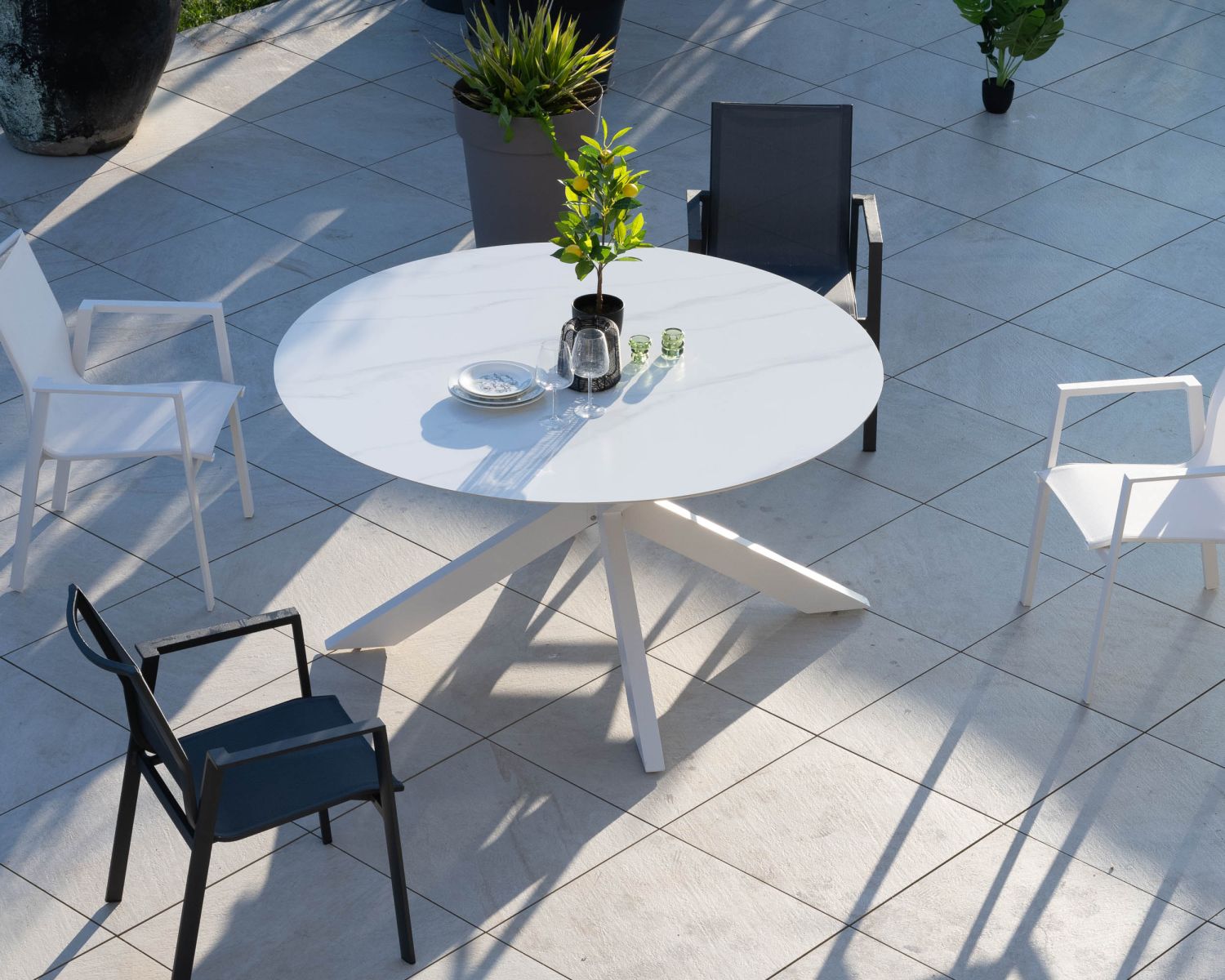 Chaise de jardin en aluminium et textile coloris anthracite "Campobello"