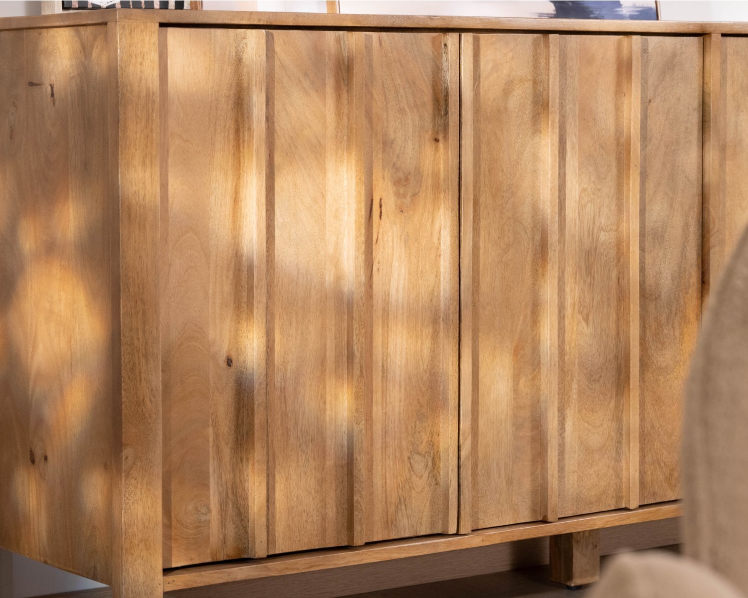 Buffet 4 portes esprit zen en manguier massif naturel 4 portes « Sicaly » 180 cm