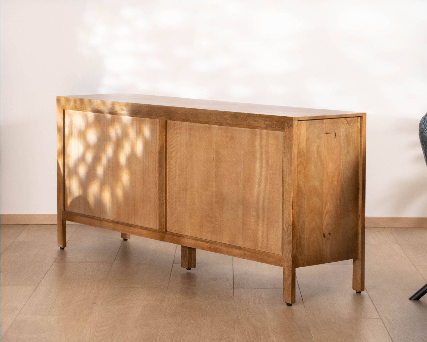 Buffet 4 portes esprit zen en manguier massif naturel 4 portes « Sicaly » 180 cm
