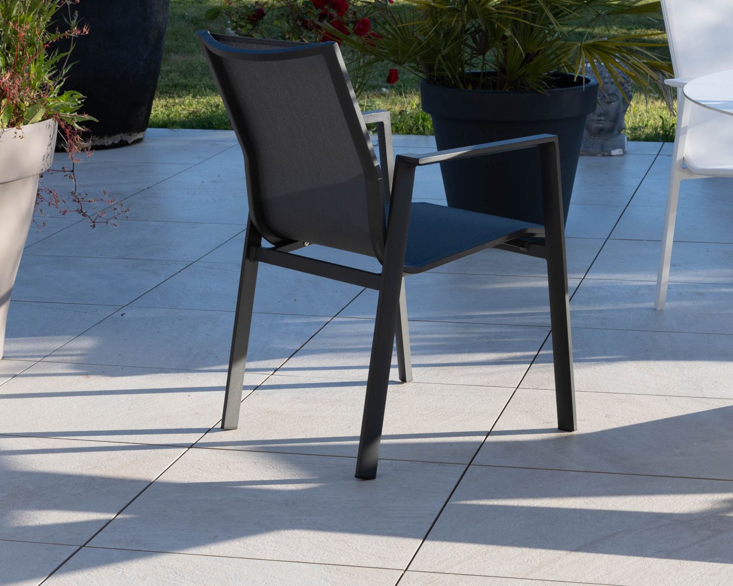 Chaise de jardin en aluminium et textile coloris anthracite "Campobello"