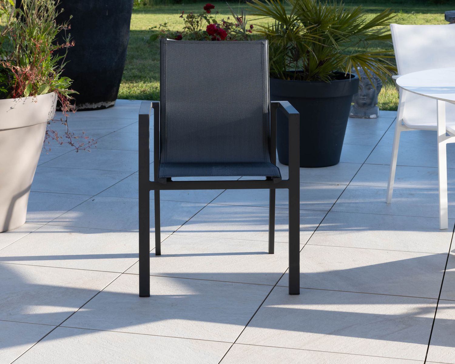 Chaise de jardin en aluminium et textile coloris anthracite "Campobello"