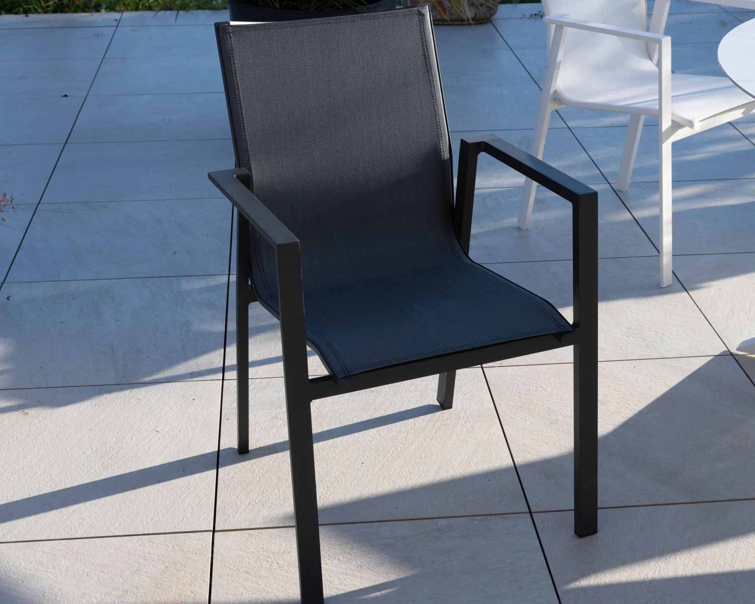Chaise de jardin en aluminium et textile coloris anthracite "Campobello"