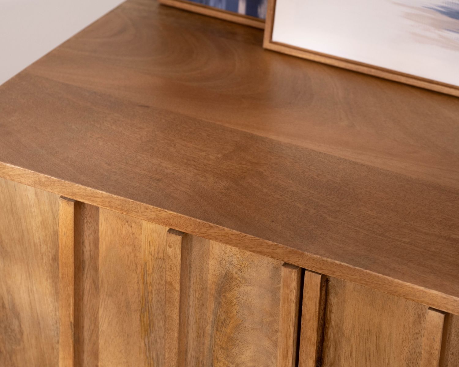 Meuble TV rétro-chic en manguier massif naturel 180 cm « Sicaly »