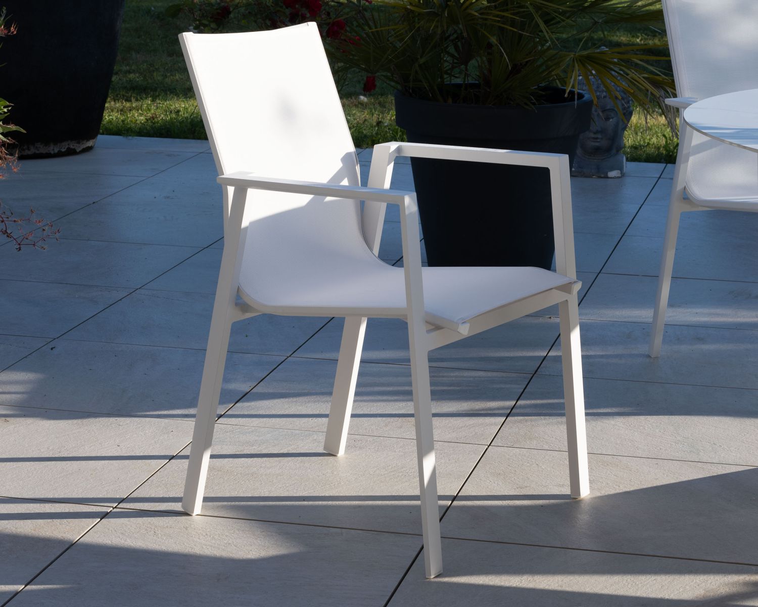 Chaise de jardin blanche design en aluminium et textilène "Campobello"