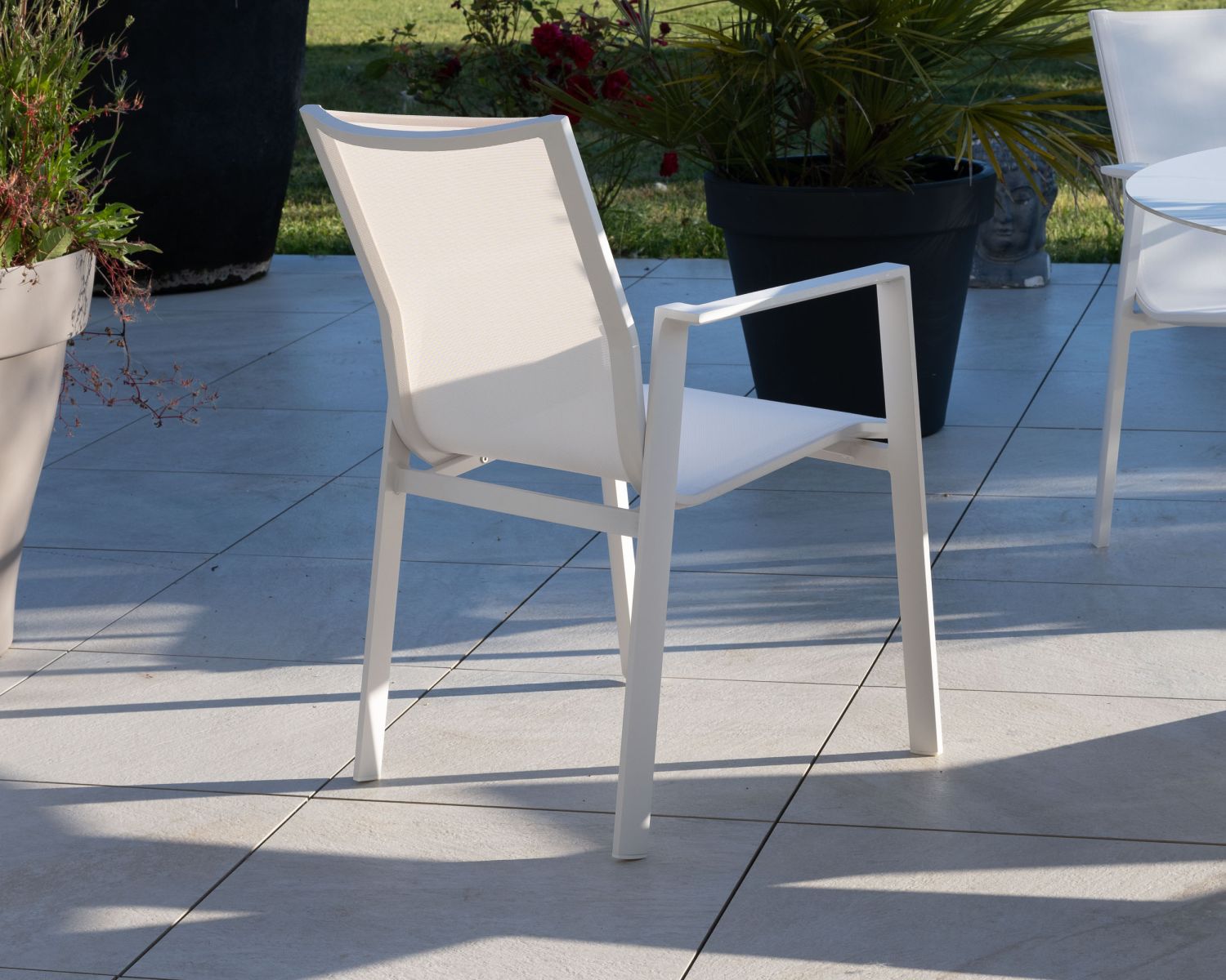 Chaise de jardin blanche design en aluminium et textilène "Campobello"