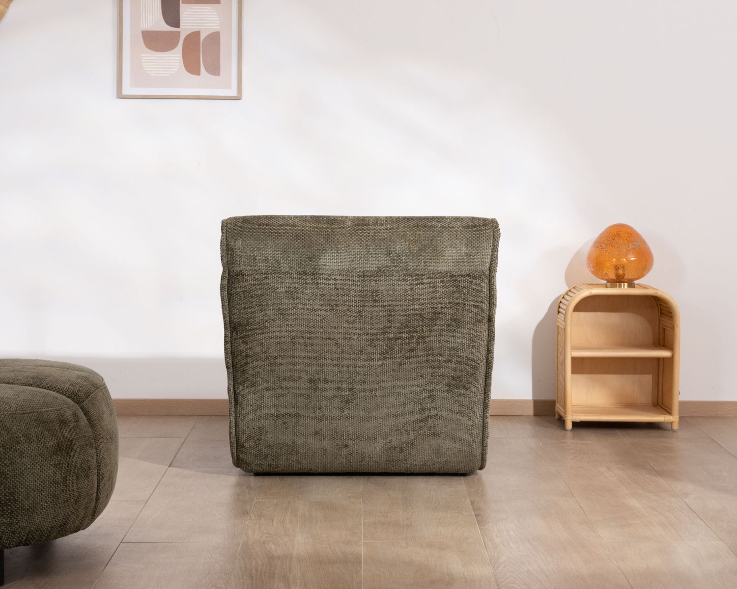 Chaise longue d'intérieur design en tissu chenillé vert foncé "Syltan"