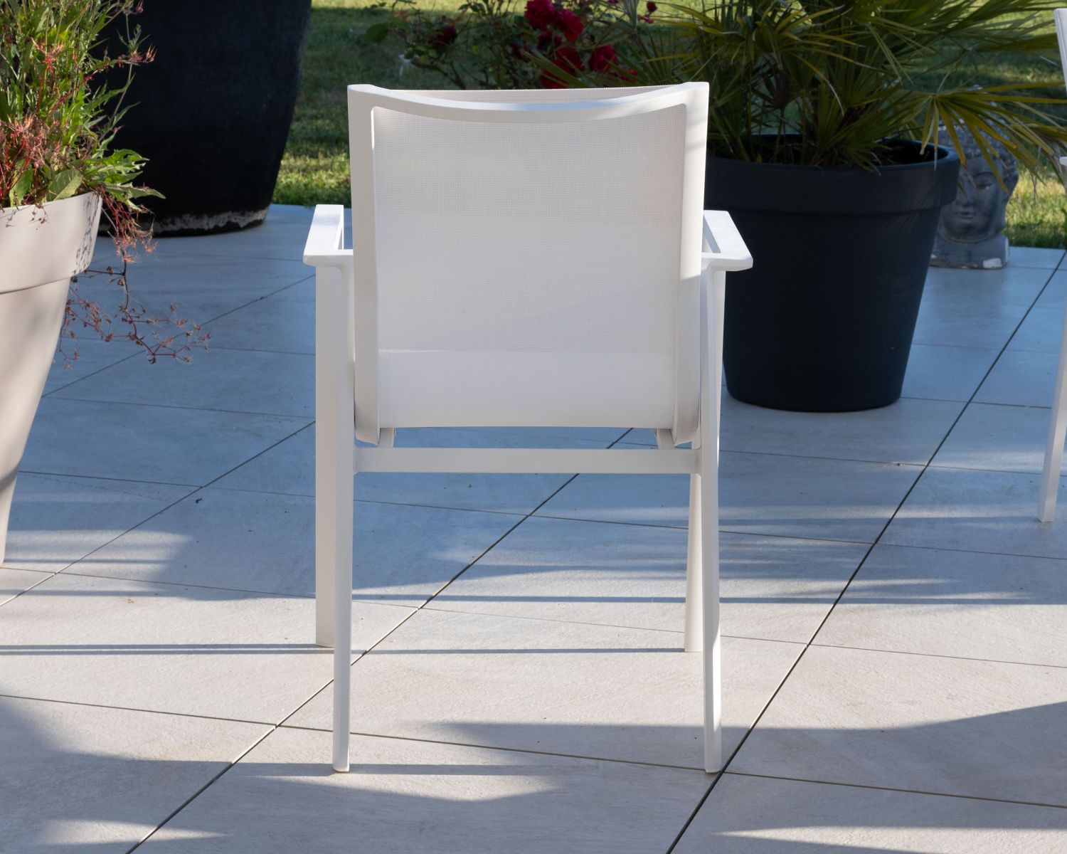 Chaise de jardin blanche design en aluminium et textilène "Campobello"