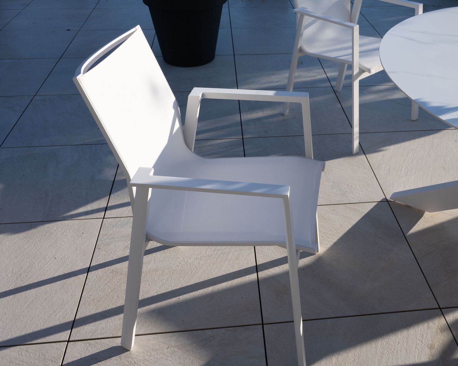 Chaise de jardin blanche design en aluminium et textilène "Campobello"