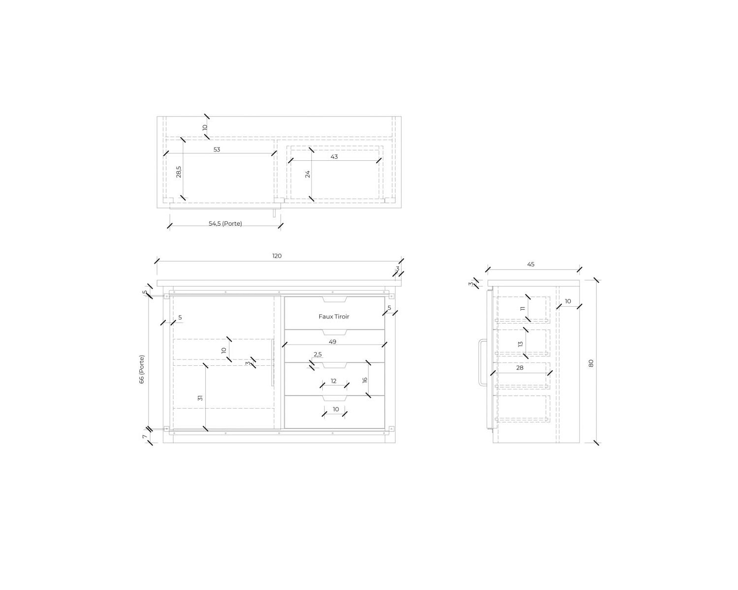 Meuble de salle de bain porte coulissante "Caractère"