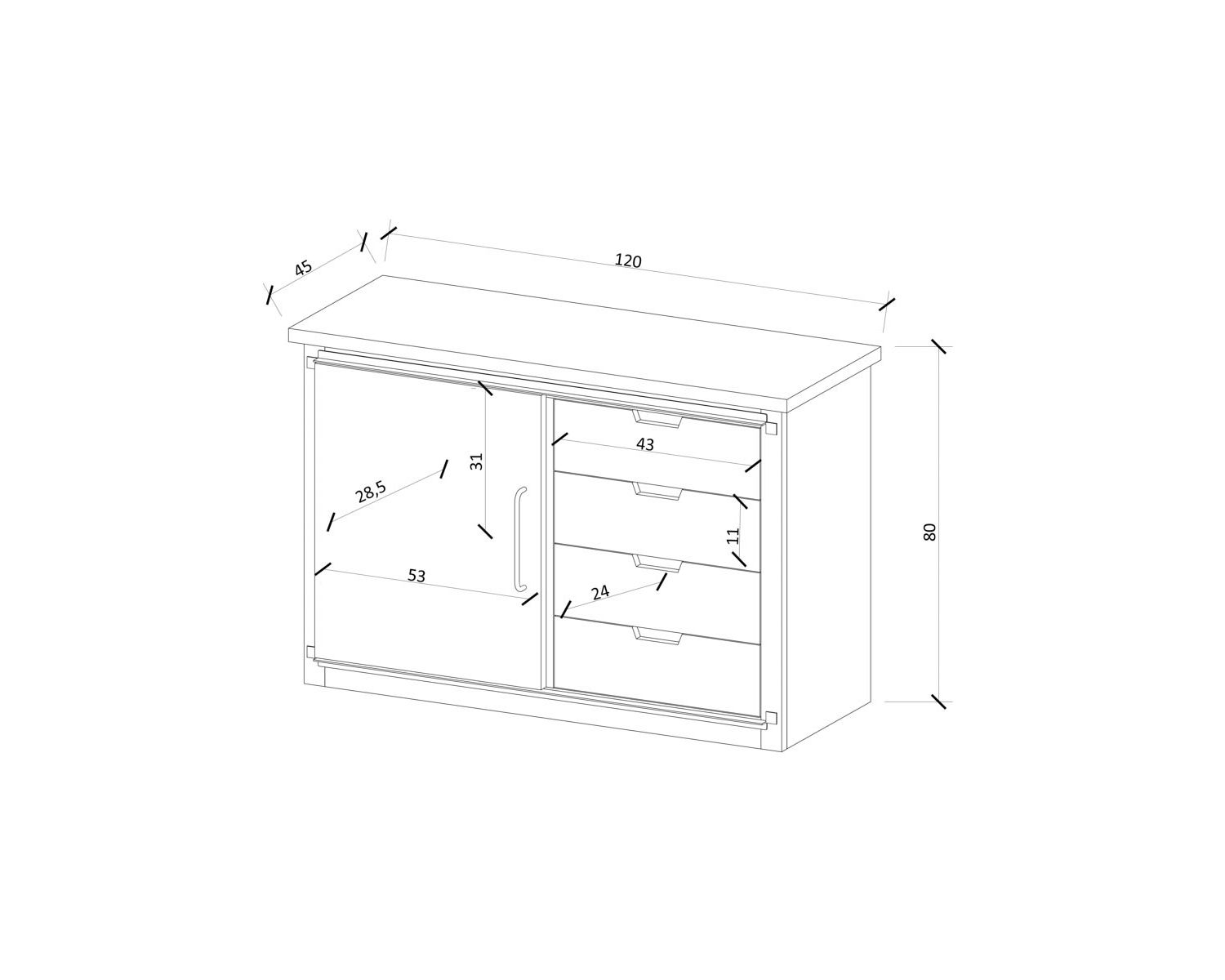 Meuble de salle de bain porte coulissante "Caractère"