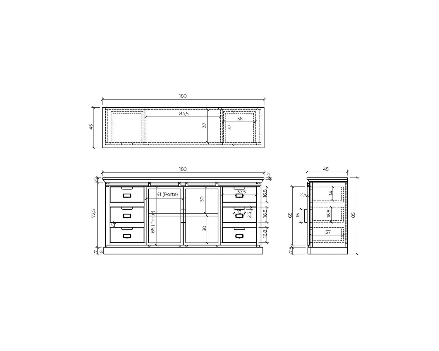 Enfilade style factory en bois massif et métal "Haden"