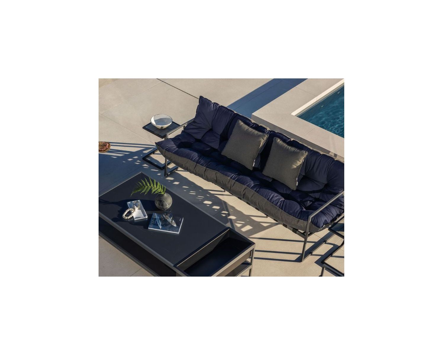 Canapé relax 3 places pour terrasse et jardin bleu et aluminium gris "Maluku Island"