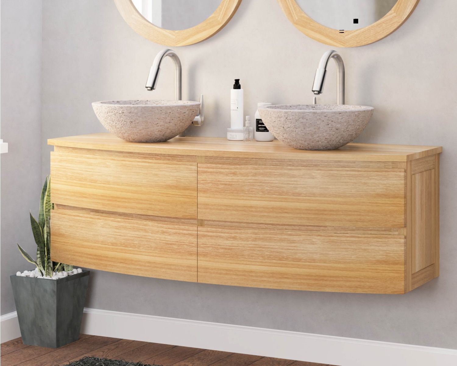 Meuble sous vasque suspendu en teck 140 cm "HanoÏ"