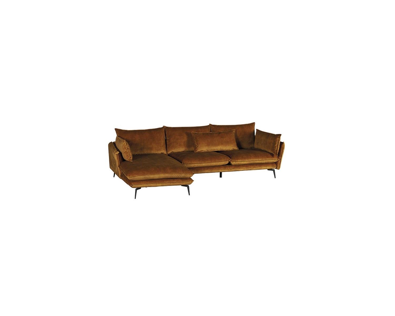 Canapé retour gauche style vintage "Eden" tissu ocre effet velours lisse