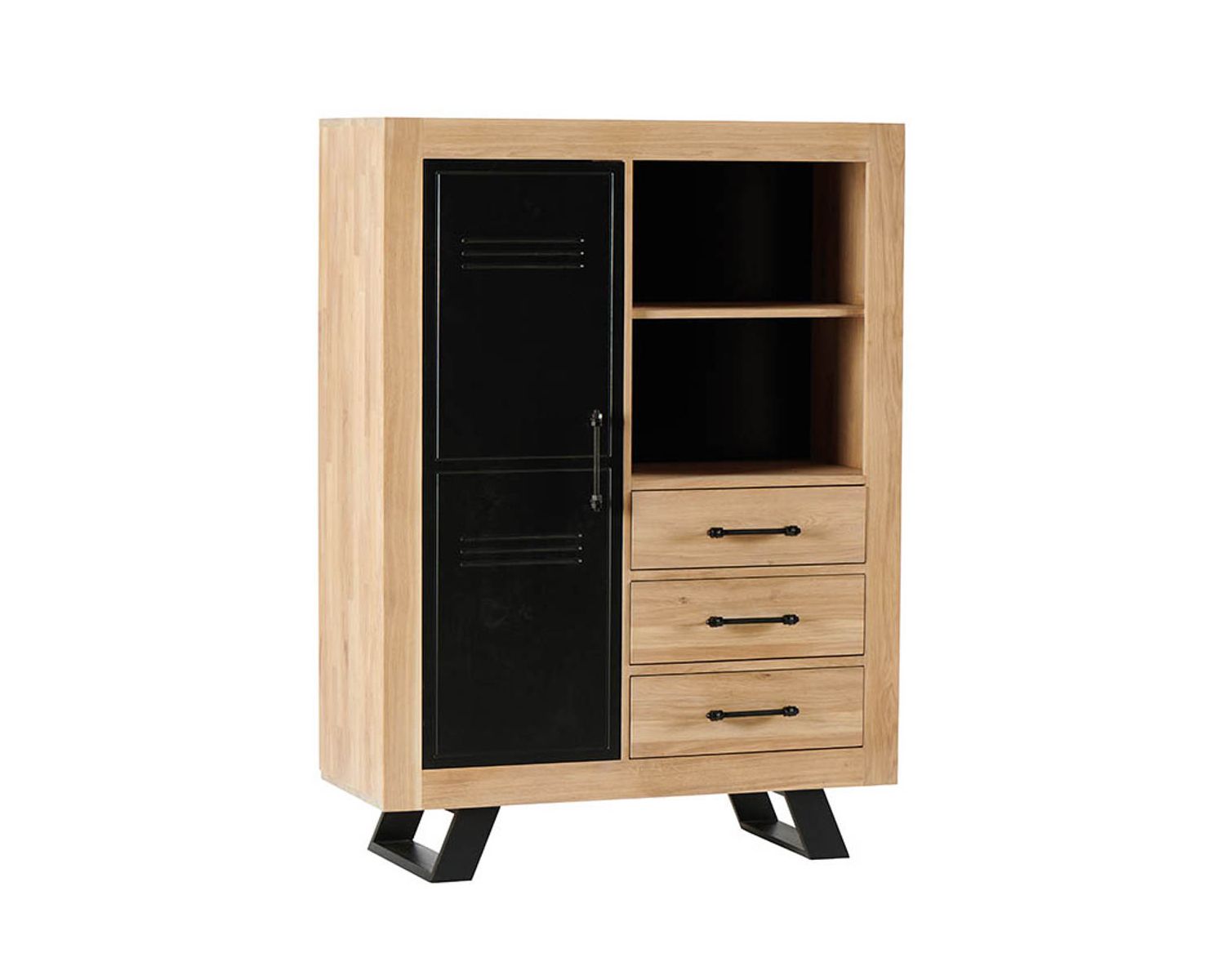 Meuble de rangement style industriel chêne massif bicolore "Davos"