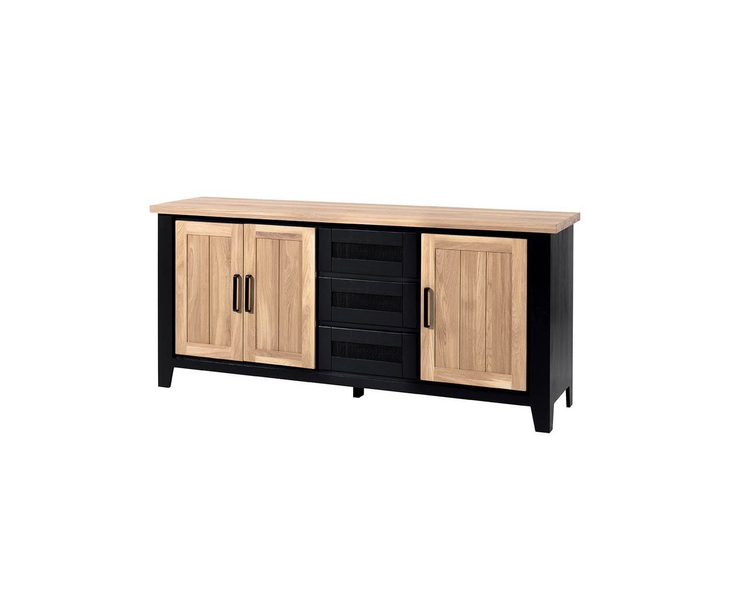Grande enfilade bicolore style loft bois massif et métal « Ashland »