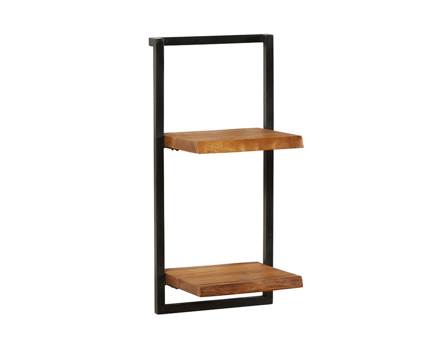 Etagère murale 2 tablettes en teck naturel recyclé et métal "Ulva"