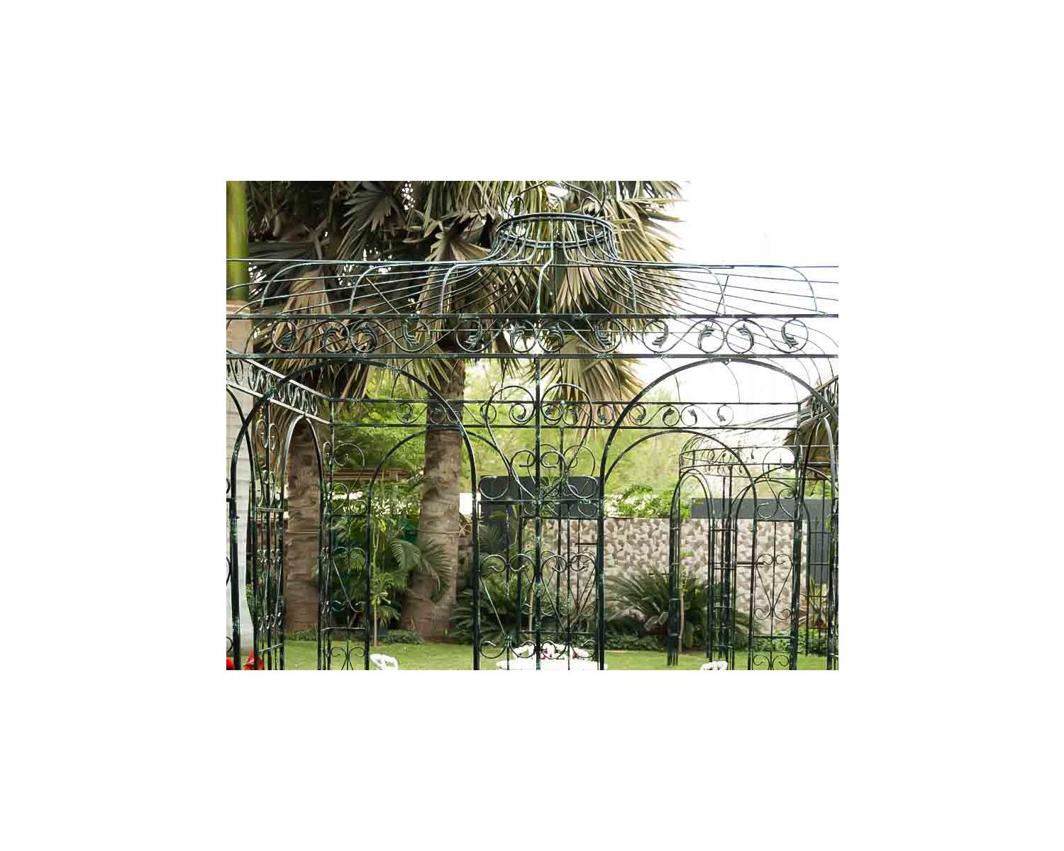 Gloriette carrée 3 x 3 m en acier aspect vieilli "Rosy"