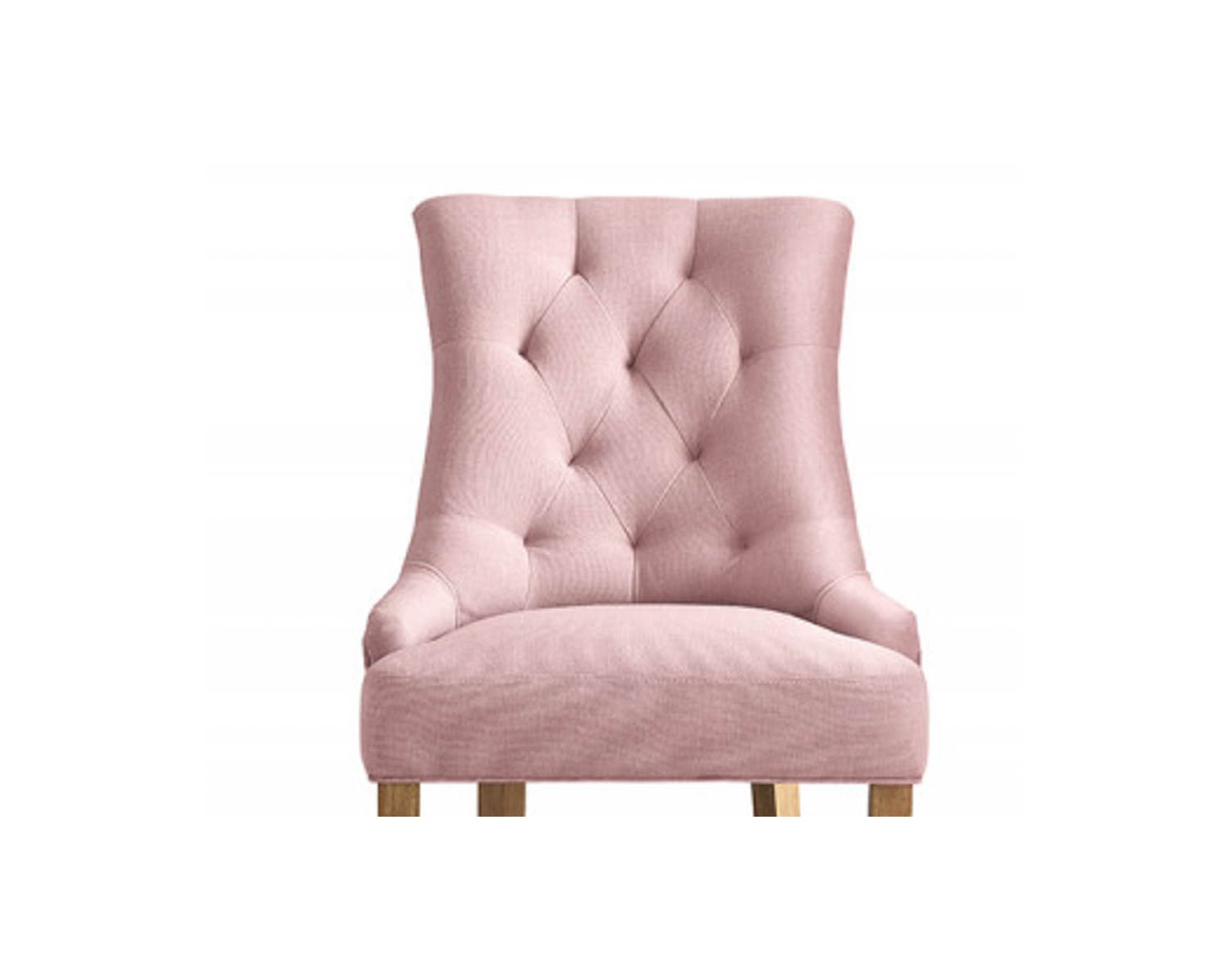Lot de 2 chaises en tissu rose dossier capitonné "Charme"
